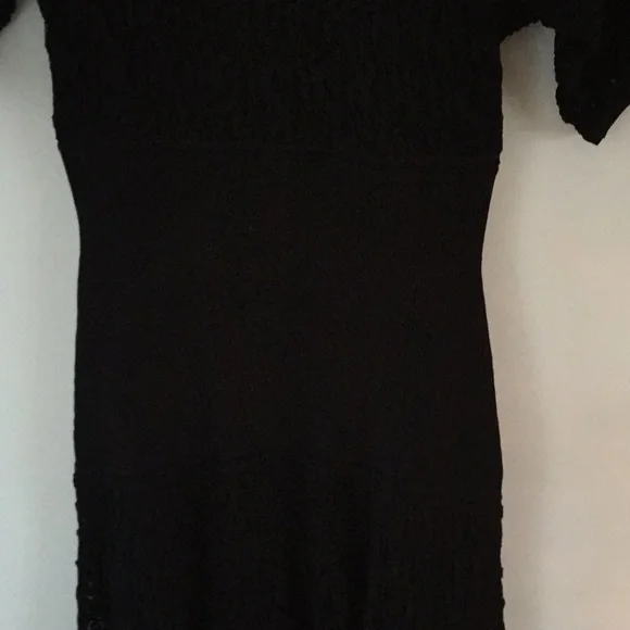 CATHERINE MALANDRINO black lace stretch dress S drop-waist - Picture 3 of 3
